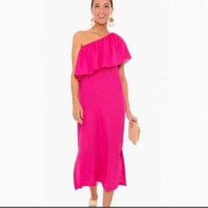 Tuckernuck hot pink XXL one shoulder ruffle dress